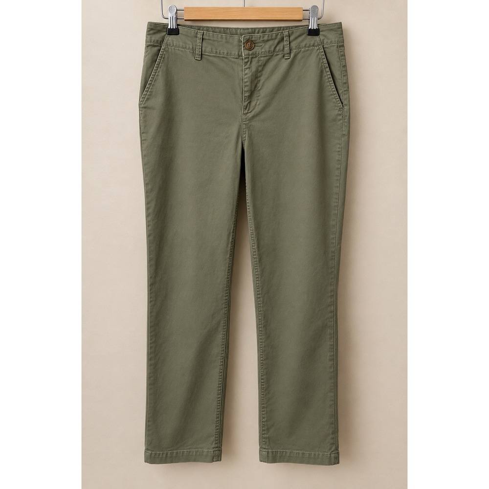 LOFT The Slim Chino Pants Womens 8 Olive Green Mid Rise Stretch Twill Trousers